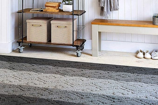 Custom Size Hallway Runner Rug Damask Grey Color 31 inch Wide Select Your Length Non-Slip (Skid Resistance) Rubber Backing 11 feet x 31 inch