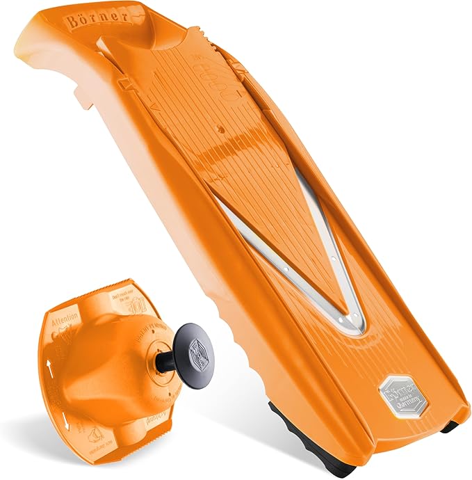 Börner Mandoline Slicer V5 (Basic Set) • Vegetable V-Slicer for Slices in 4 Thickness Settings • Stainless Steel V-Blade • Adjustable Kitchen Slicer for Vegetables & Fruits • Color: Orange