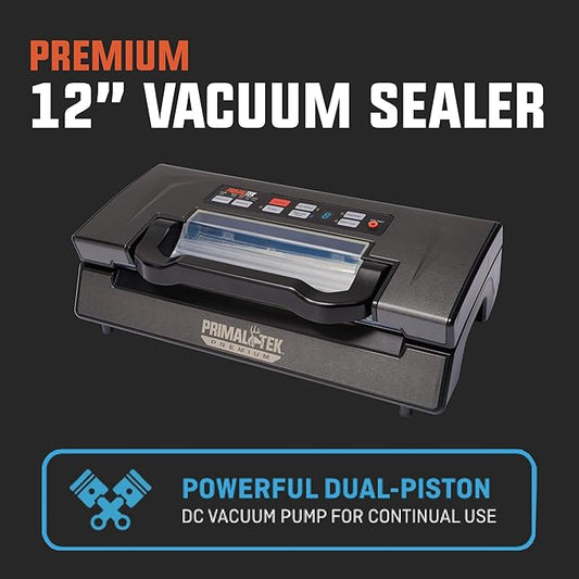Premium 12” Vacuum Sealer – User Friendly for Food Preservation & Sous Vide, 21inHg Vacuum Pressure – Features Raised Air Intake Valve, Multiple Operating Modes, Built-In Vacuum Bag Storage
