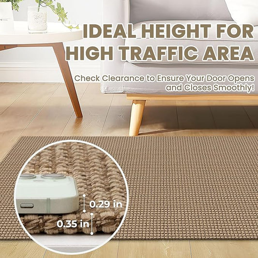 Braided Runner Rug 3x8 Ft Washable Runners for Hallways Non Slip Kitchen Runner Rug Cotton Entryway Runner Indoor, Woven Floor Carpet for Hall Kitchen Bedroom, Orange/Tan/Brown