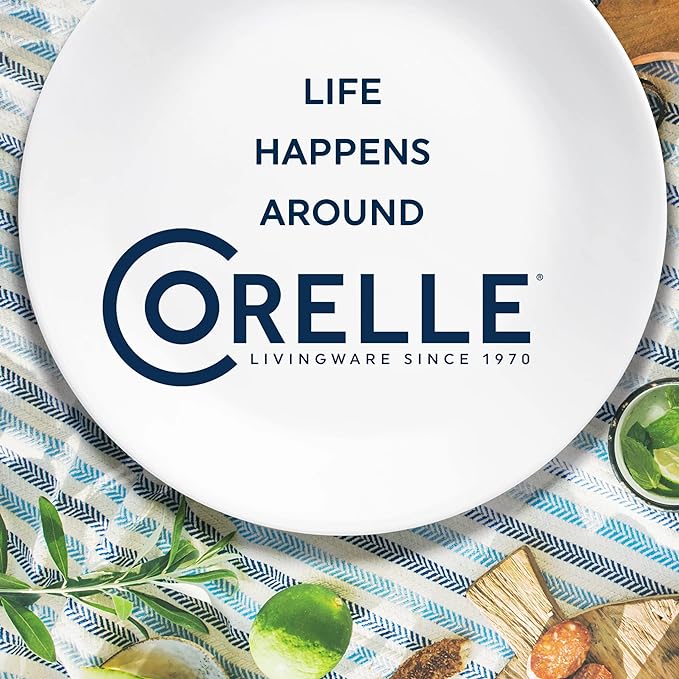 Corelle Vitrelle 6.75" Salad Appetizer Plate Set, Triple Layer Glass and Chip Resistant, Lightweight Round Plates, 6-Piece Country Cottage