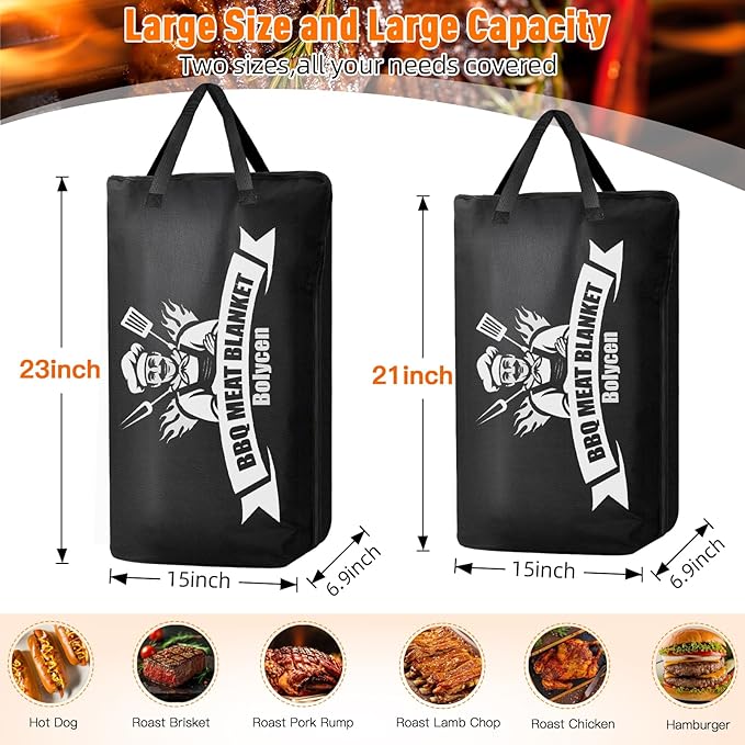 Valentines Day Gifts Upgraded BBQ Blanket for Resting Meat - Smoker Accessories Brisket Blanket - Insulated Meat Resting Bag with Wide Mouth for Steak/ Pork Shoulder/ Turkey - Birthday Anniversary BBQ Accessories Grilling Gifts for Men Dad Husband(21inch)