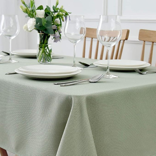 maxmill Textured Rectangular Tablecloth Water Resistance Antiwrinkle Spillproof Soft Jacquard Table Cloth for Dining Room, Buffet Banquet Parties and Holiday Dinners, 60 x 104 Inch, Sage Green