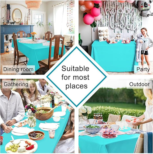 Hiasan Solid Square Tablecloth - Waterproof and Spillproof Washable Polyester Fabric Table Cloth for Kitchen and Dining Room, Aqua, 30 x 30 Inch