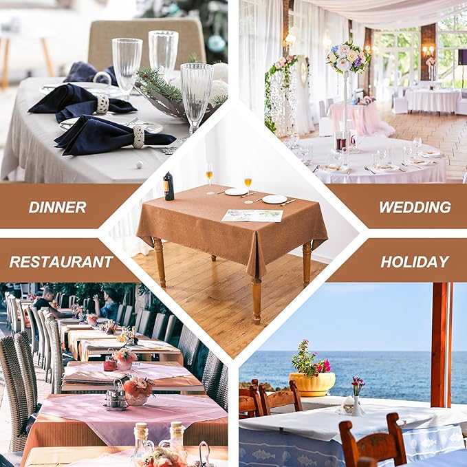 AUSSPVOCT Textured 60 Inch Round Tablecloth Up to 40'' Tables, Waterproof Spill-Proof Wipeable Fall Table Cloth Wrinkle Free Circle Dining Table Cover for Kitchen Farmhouse Christmas Holiday Decor