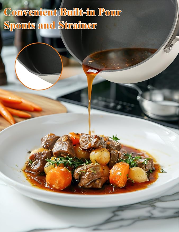 ChefRobot Nonstick Ceramic Cookware Set Healthy Pots And Pans Set Induction Kitchen Cookware sets Non Toxic Pots And Pan Set,PFOA & PTFE Free (12 Pcs-Cookware Sets)
