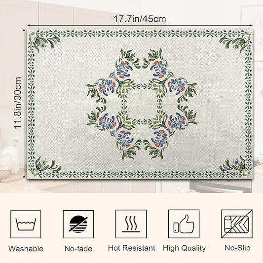 Easy Clean Rustic Placemats Tablemats Resistant Place Mats Kitchen Decor Dining Decoration for Party, Washable Placemats Set of 4-12