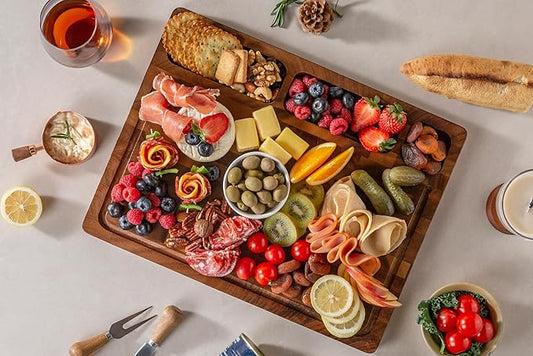 THETCHRY Walnut Wood Cutting Boards for Kitchen, Large Chopping Board Double Sided, End Grain Cutting Board with Handle, Charcuterie Butcher Block for Meal Prep & Serving with Gift Box, 17"×13"×1"