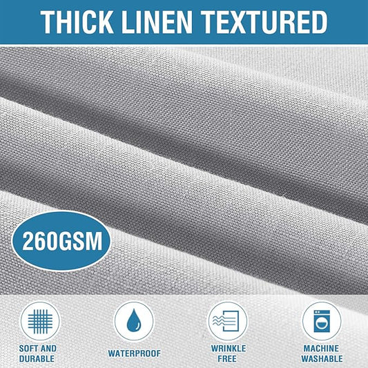 H.VERSAILTEX Linen Textured Table Cloths 54 x 80 Inch Premium Solid Tablecloth Spill-Proof Waterproof Table Cover for Dining Buffet Feature Extra Soft and Thick Fabric Wrinkle Free, Grey