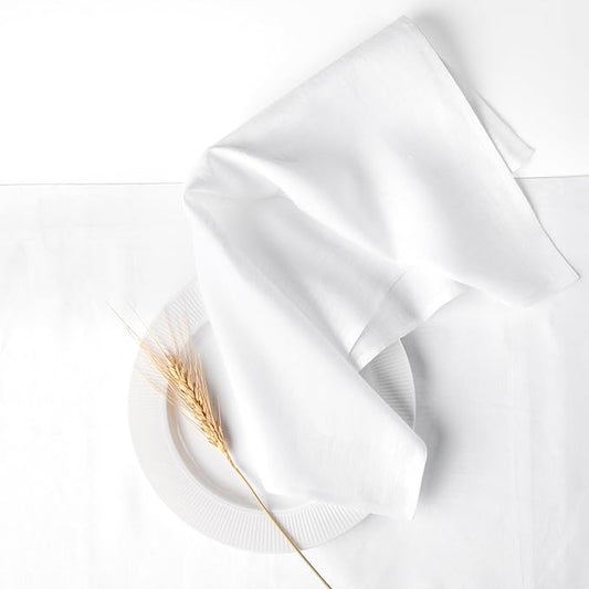 D'Moksha Homes White Linen Napkins 18 x 18 Inch - 100% Pure Linen Cloth Washable Dinner Napkins Set of 4 for Valentines, Spring, Easter