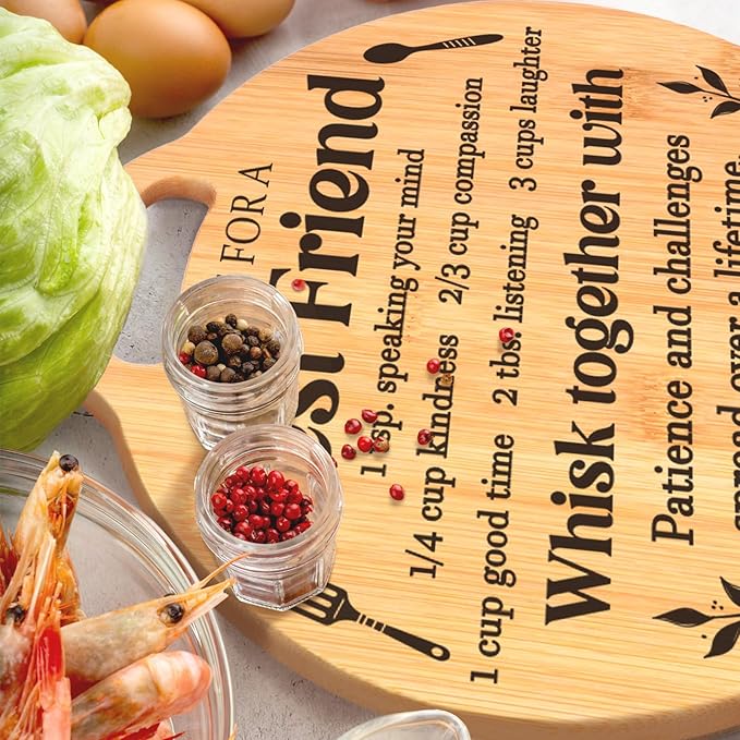 Best Friend Birthday Gifts for Women - Engraved Bamboo Cutting Board Set, Unique New Year Christmas Birthday Best Friend Birthday Gifts for Women Bestie Bff