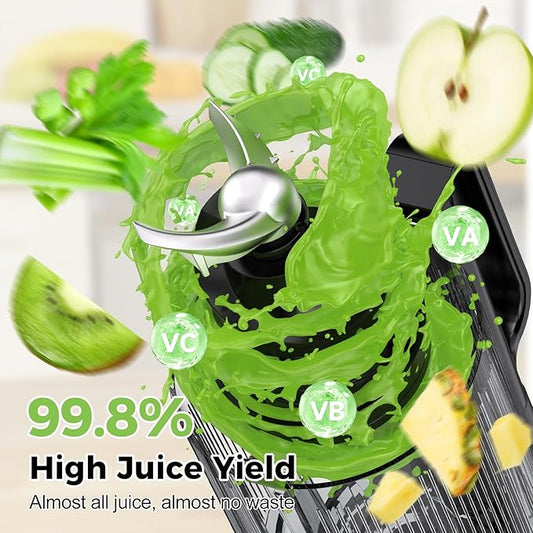 Cold Press Juicer, 5'' Wide Feed Chute Juice Maker, OSTBA Juicer Machine for Whole Vegetables and Fruits, High Juice Yield, Easy to Clean, BPA Free