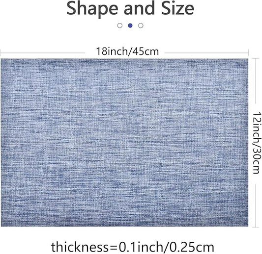 DACHUI Placemats Set of 4, Linen Look Woven Place Mats, Water Resistant, Heat Resistant, Washable, Durable Table Mats (Blue)