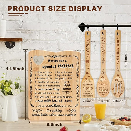 YUEYUQIU Gifts for Nana from Grandkids - Birthday Gifts for Nana from Granddaughter Grandson, Nana Cutting Board Set Present, Ideal Thanksgiving Christmas Gifts for Nana Grandma
