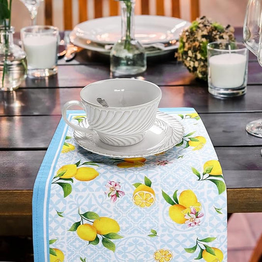 Summer Lemon Napkins, 18×18 Inch Floral Dinner Cloth Napkins Set of 6, Washable Cotton Soft Absorbent Square Napkins for Dining Kitchen Party Wedding Decoration