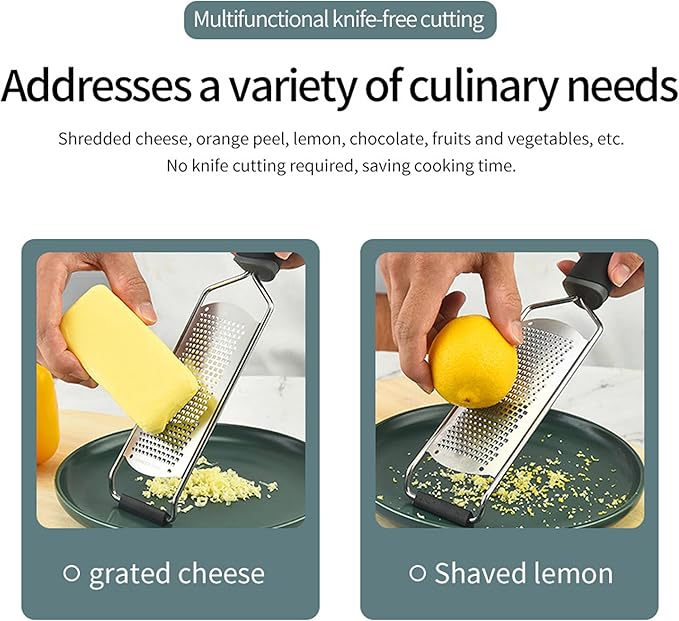 Stainless Steel Cheese Grater with Handle Lemon Citrus Zester Tool Graters for Kitchen, Width 2.5 Inch (Black)