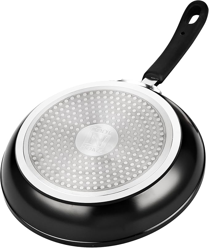 Cook N Home 12 Inch Nonstick Fry Pan, Skillet with Stay Cool Silicone Handle, Heavy Gauge Aluminum, Induction Compatible, Oven Safe, Easy Clean Frying Pan