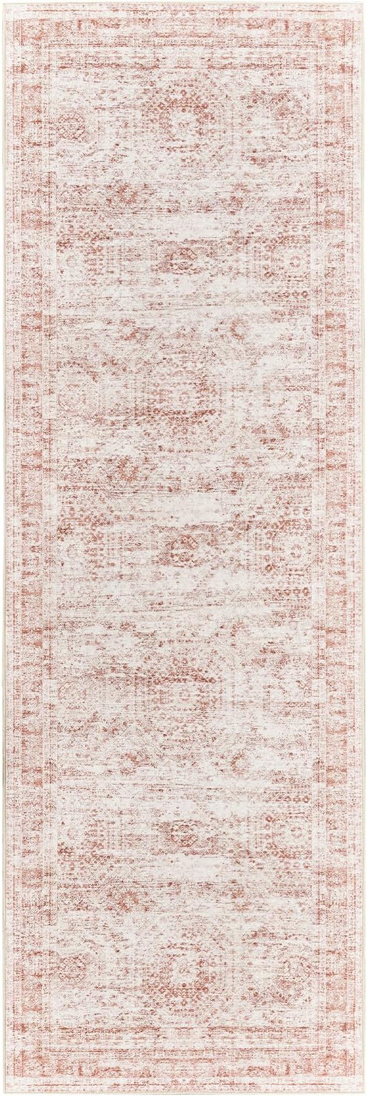 Washable Runner Rugs for Bedroom - 2x6 Runner Rug Non Slip, Ultra-Thin Entryway Runner, Soft Abstract Kitchen Runner for Hallway, Laundry, Bathroom, Indoor Door Mat(2'x6', Pink/Ivory)