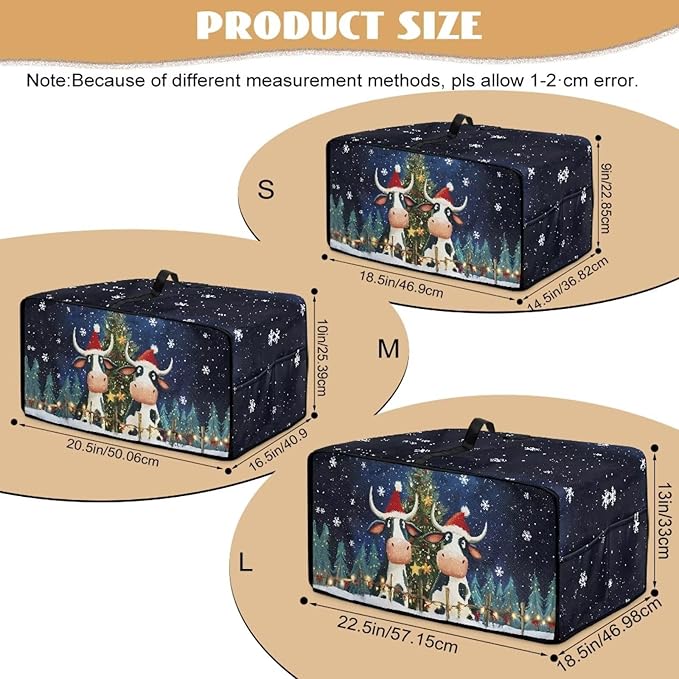 Doojoayie Christmas Cow Toaster Cover 8 Slice Dust-Proof Toaster Oven Cover Stain Resistant Bread Machine Covers Christmas Home Kitchen Decoration