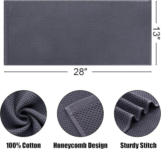 Kitinjoy 100% Cotton Waffle Weave Kitchen Towels, 8-Pack Super Soft and Absorbent Dish Towels for Drying Dishes, Kitchen Hand Towels, 13 in x 28 in, Dark Grey