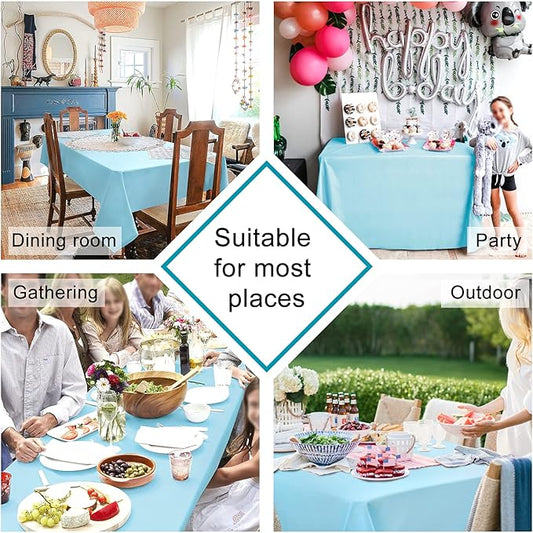 Hiasan Waterproof Tablecloth Rectangle - Washable Fabric Table Cloth for Dining Room Kitchen Birthday Party and Outdoor Use, Sky Blue, 54 x 120 Inch