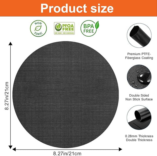 GWYSY 4-Pack Round Air Fryer Liners 8.27"* 8.27" for Ninja AF101 AF150 AF161 4QT Fiberglass Non-Stick Mats Reusable Parchment Paper Alternative & Accessories