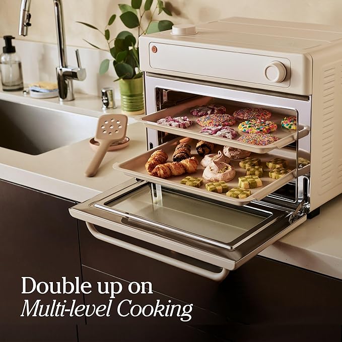 Our Place Wonder Oven + Baker’s Kit | 6-in-1 Air Fryer & Toaster Oven with Steam Infusion | 3-Piece Nonstick Ceramic Bakeware Set (Round, Square & Muffin Pan) | Non-Toxic PFAS-Free Baking | Blue Salt
