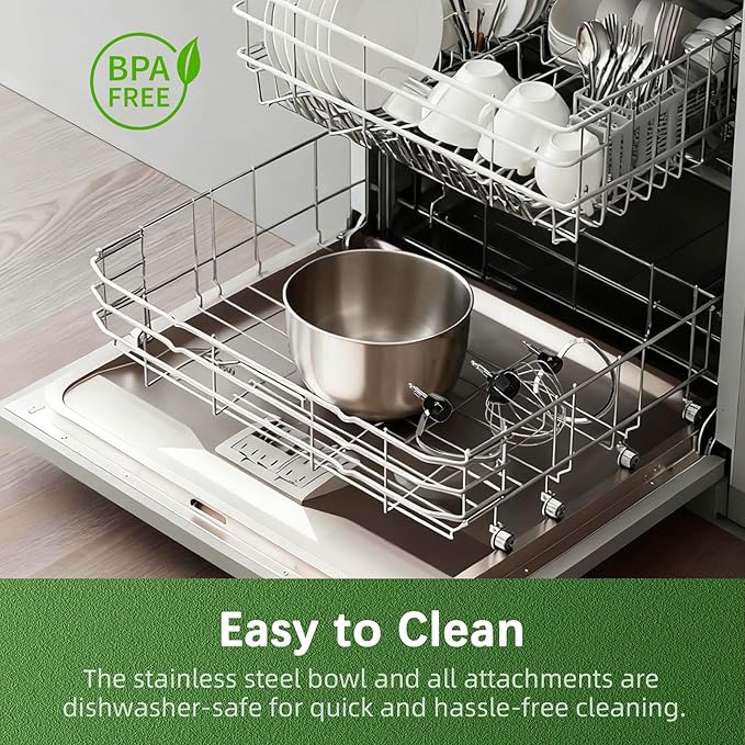 CKEMU Stand Mixer, Compact & Space-Saving, Stainless Steel Bowl, Unique & Playful Design, Effcient 300W Motor, Dishwasher-Safe Attachments, SM-2549A (Pink)
