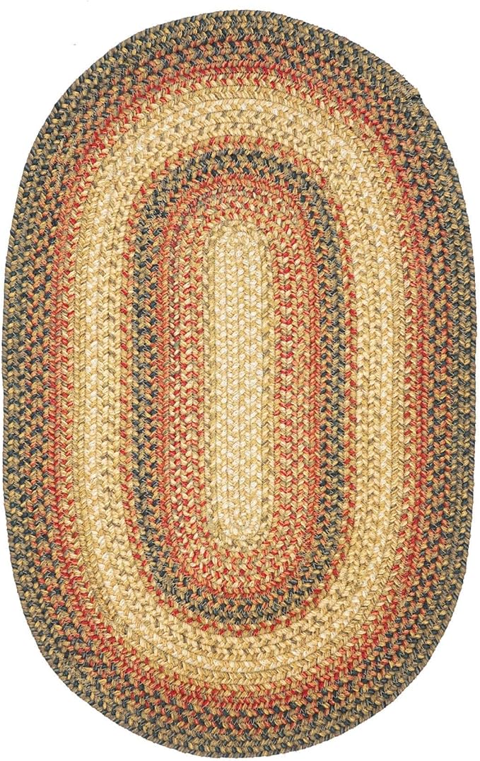 Homespice Russet Jute Braided Rug 20x30 - Oval Kitchen Braided Rugs for Country Decor, Durable No Shed Jute for Low Maintenance