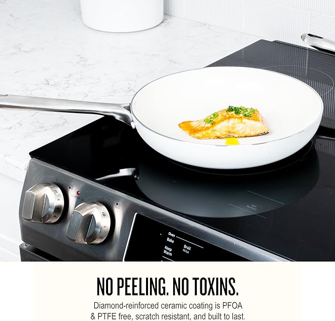 Alva Mobi 8-Piece Ceramic Nonstick Cookware Set – Toxic-Free Pots & Pans with Lids | Induction & Oven Safe to 400°F | Recycled Aluminum, Stainless Steel Handles | Belgian Design
