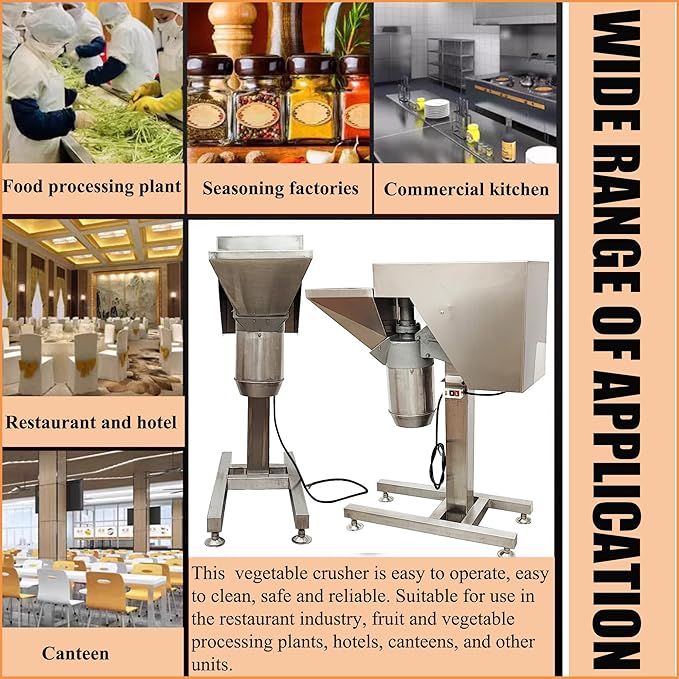HayWHNKN Fruit and Vegetable Crushing Machine Vertical Stainless Steel Food Processor Chopper Fruit Crusher Shredder Electric Garlic Potato Mashing Equipment for Purees Dips and Sauces 220V No Plug