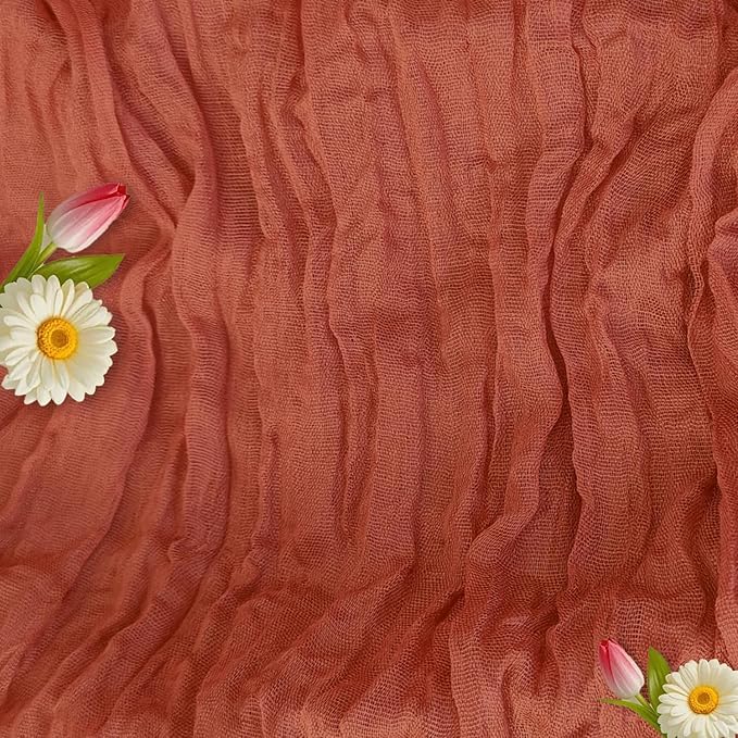 3 Pack Terracotta Cheesecloth Table Runner -17×120 Inch Gauze 10 FT Long Cheese Cloth Table Runners for Bridal Wedding Party Baby Shower Holiday Birthday Home Easter Decor (Terracotta, 3PC)