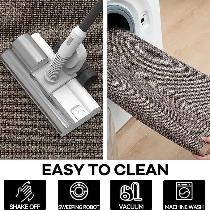 Kitchen Rug, Rubber Non Slip Kitchen Rugs Washable, Absorbent Runner Mat for Floor, Machine Washable Standing Mats for in Front of Sink, Door, Laundry, Entryway, Hallway (Brown, 71" × 35.5")