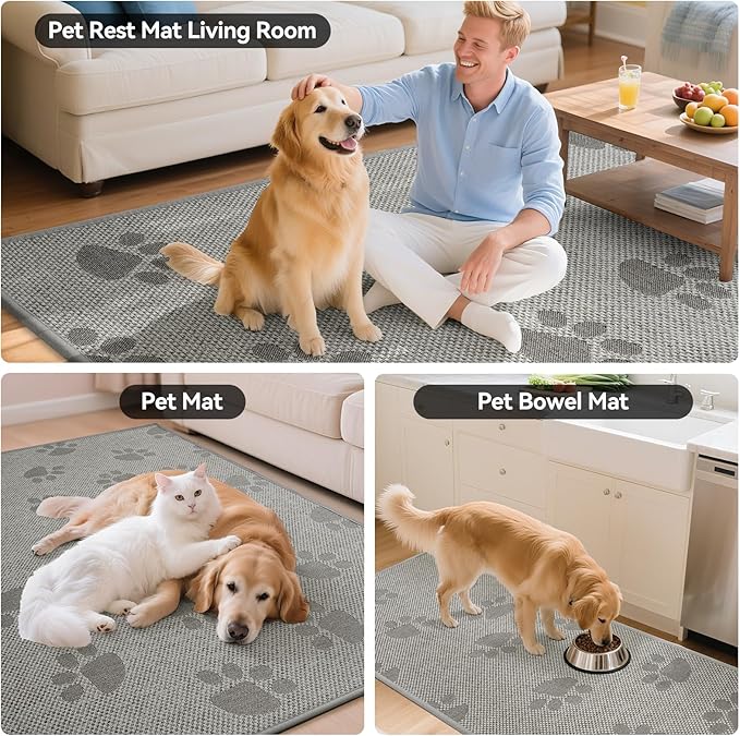 Non-Slip Kitchen Mats for Floor, Soft Woven Linen Embroidery Kitchen Runner Rug - Super Absorbent Washable Kitchen Sink Mat with Rubber Backing for Office & Home Gray 17x59