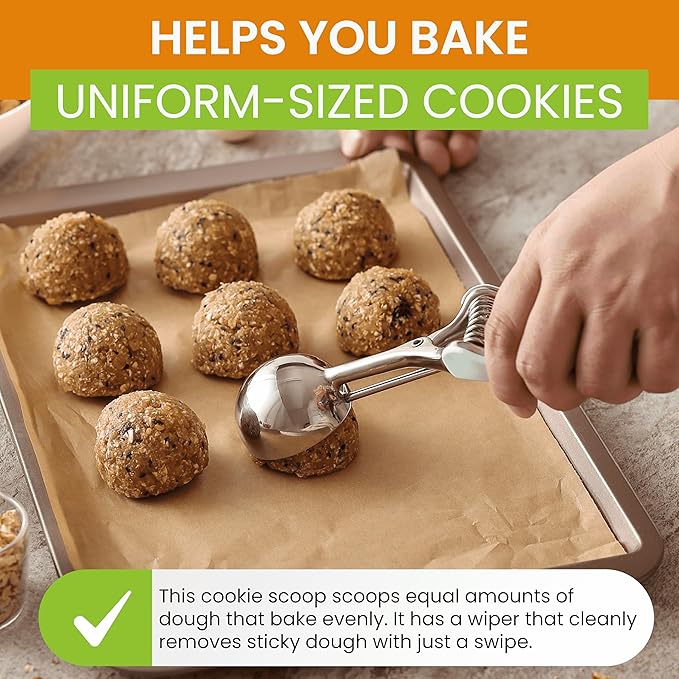 Spring Chef Stainless Steel Zester, Fine Shred & Multifunctional Medium 1.7 Tbsp Cookie Scoop, #40-2 Product Bundle - Mint