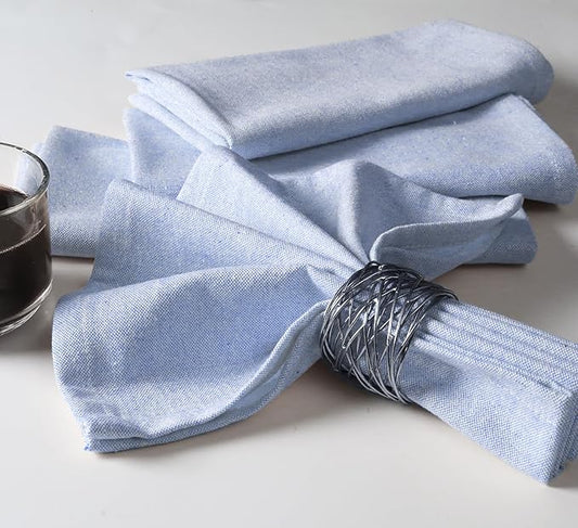 Native Fab Chambray Cloth Napkin Set of 4, 100% Cotton, Washable, Reusable Dinner Cloth Napkin 17x17 inches, Table Decor Napkins for Dinner, Events, Sky Blue