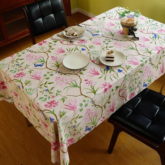 Rectangle Table Cloth,100% Waterproof Tablecloth Oil Proof Spill Proof Vinyl Table Cloth, Wipe Clean Plastic Table Cover for Dining, Camping, Indoor and Outdoor 54" x 78",Pink