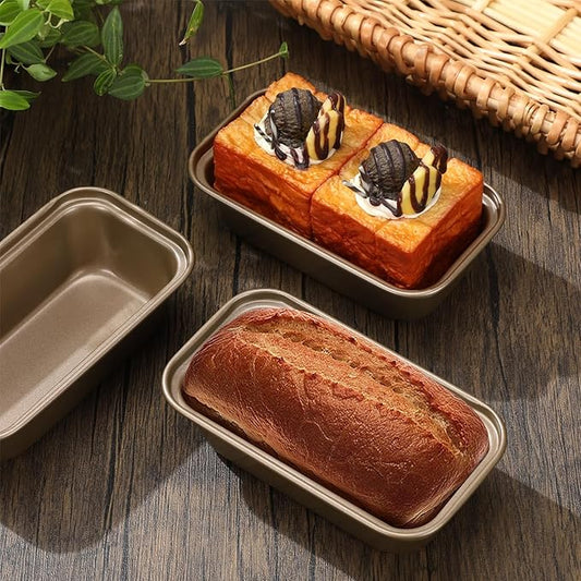 Uiifan 12 Pcs Mini Loaf Pan for Baking Bread Non Stick Small Banana Bread Tins Mini Loaf Pans for Nonstick Tiny Meatloaf Pan Carbon Steel for Oven and Baking (6 * 3.3 * 2inch,Gold)