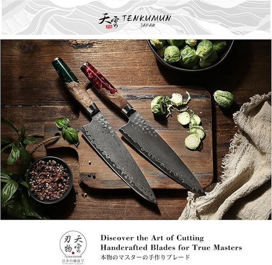 Japanese Gyutou Pro. Handcrafted 8 inch Chef Knife Handmade Forged Knife Japan VG-10 MAX Damascus Steel -Kokoro ser. with Wood Handle