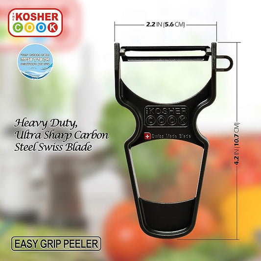The Kosher Cook Y Vegetable Peeler - Heavy Duty, Ultra Sharp Stainless Steel Blade - Swiss Peeler - Ergonomic Plastic Handle - Color Coded Kitchen Tools - Black