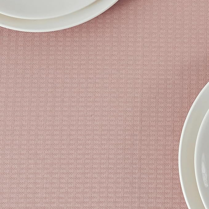 maxmill Jacquard Tablecloth Stain Resistant Waterproof Wrinkle Free Spillproof Washable Soft Weaved Texture Table Cloth for Dining Room, Indoor Outdoor Use, Rectangle 60 x 140 Inch, Pale Blush