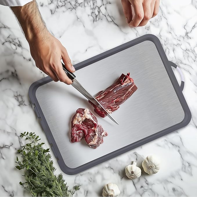Titanium Cutting Board - New Titanium Cutting Boards for Kitchen Double Sided Non Toxic Titanware Cutting Board, Ideal Charcuterie & Chopping for Meat, Cut Easy Clean Chopping Board (18 * 12in)