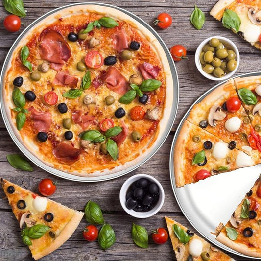 3Pack Stainless Steel Pizza Pan for Oven Personal Pizza Pans, 9 Inch, 10 Inch, 12 Inch Stainless Steel Pizza Pan Set, 3 Sizes Round Pizza Baking Pan for Pizza Cookies, Non-toxic and Durable,Oven Safe