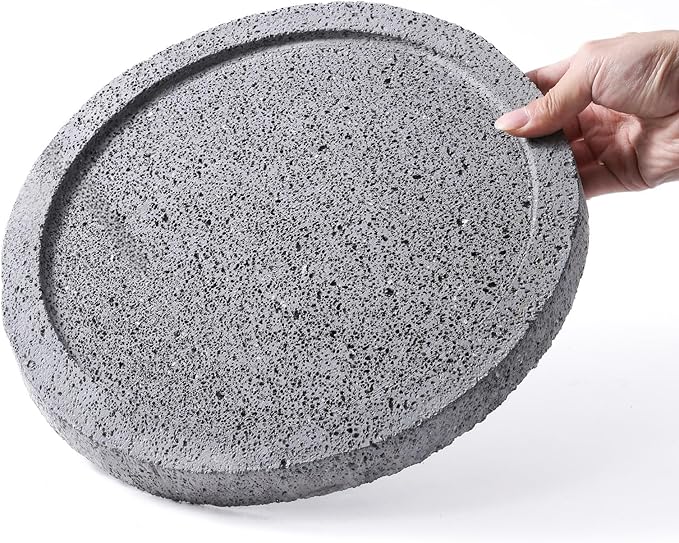 Volcanic Stone Comal - 12 in (30 cm) Round, 2.5 cm Thick | Comal de Piedra Volcánica para Tortillas | Stone Griddle for Gas Stove, Grill & Oven | Heat-Holding Plate for Asar Chiles & Carne