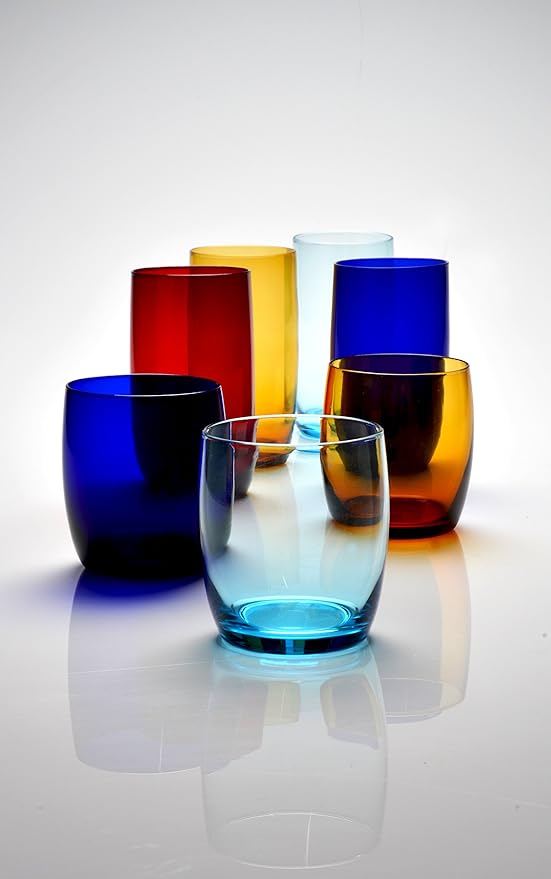 Fortesas Glass Gala Collection Iced Beverage/Cocktail Glass 19 Ounce, Aquamarine Blue, (Set of 6)