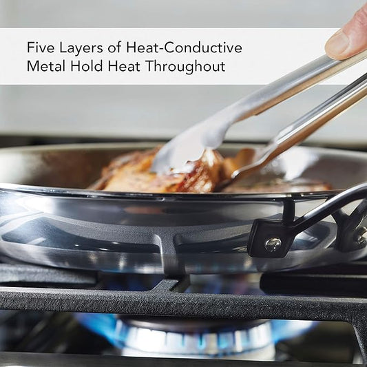 KitchenAid 30051 5-Ply Clad Polished Stainless Steel Frying Pan Set/Skillets, 8.25 Inch and 10 Inch - Polished Stainless Steel