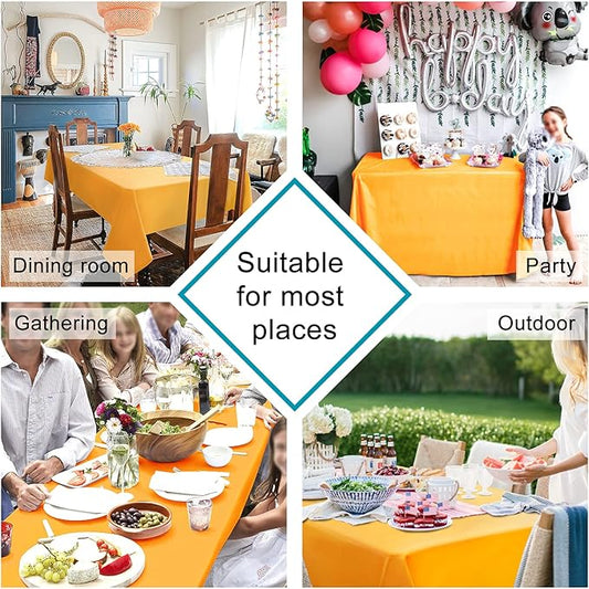 Hiasan Small Tablecloth for Square Tables - Waterproof and Spillproof Washable Fabric Table Cloth for Dining Room Spring Party (Orange Yellow, 40 x 40 Inch)
