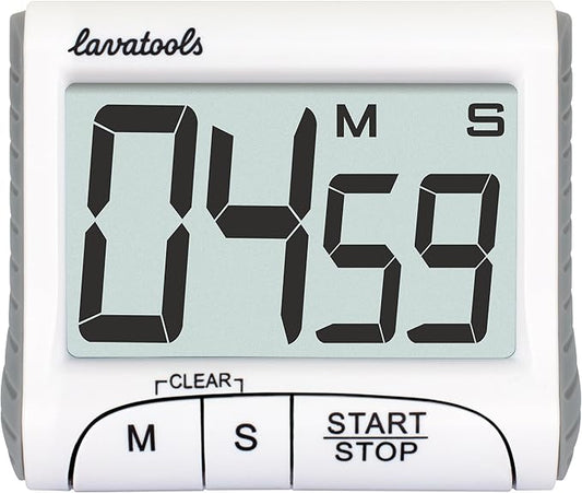 Lavatools KT1 Digital Kitchen Timer & Stopwatch, Large Display, Bold Digits, Simple Operation, Loud Alarm, Magnetic Kickstand for Cooking and Classroom