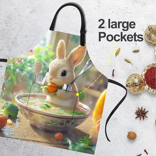 Funny Cat Apron with 2 Pockets Waterproof for Men Women Kitchen Garden Decor