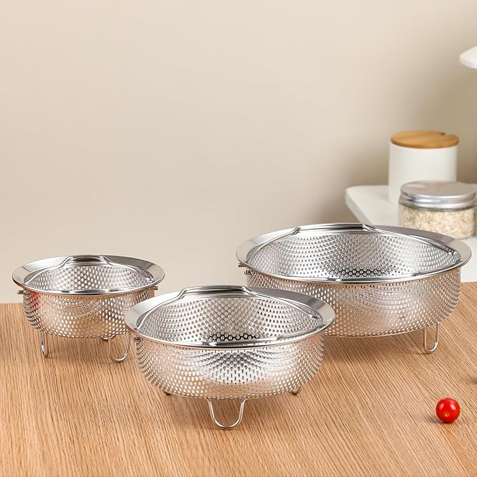 Stainless Steel Steamer Basket - Pot Insert for Vegetable, Dumpling, Fruits, Multi-Purpose Mesh Strainer for Cooking